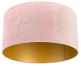Abajur din catifea roz 50/50/25 cu interior auriu