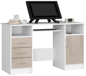 Masă PC Aziza (Alb + cappuccino lucios). 1069943