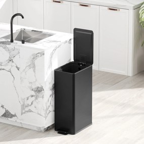 HOMCOM Coș de gunoi 20L, capac Soft-Close, compartiment pentru deodorant, rezistent la amprente, oțel inoxidabil, Negru | Aosom Romania