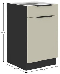 Dulap de bucătarie inferior Arikona 50 D 1F 1S BB (cașmir + negru). 1097033
