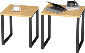 HOMCOM Set 2 mese de cafea pentru living cu cadru metalic, lemn natural | Aosom Romania