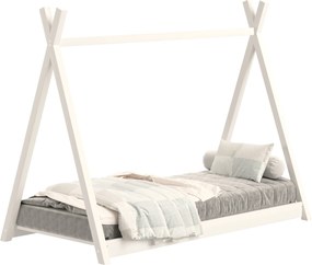 Pat copii Tipi 70x140 casă din lemn - alb