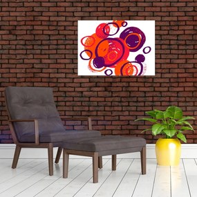 Tablou pe sticlă - Motiv cercuri în culori calde (70x50 cm)