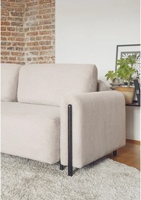 Canapea bej extensibilă/cu spațiu de depozitare cu tapițerie din catifea reiată 244 cm Arcadova – ELTAP