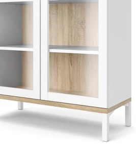 Vitrină Atrei, alb / stejar sonoma