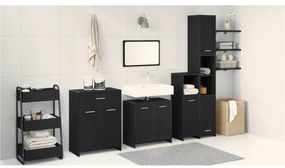 Set mobile baie vidaXL 4 piese Stejar Negru Lemn prelucrat