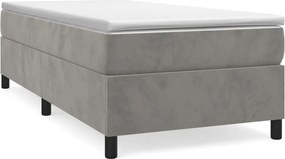 vidaXL Cadru de pat cu arcuri, gri deschis, 90x190 cm, catifea