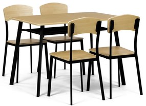 Set de masă Industrial cu 4 scaune, 110 x 70 x 76cm, maro