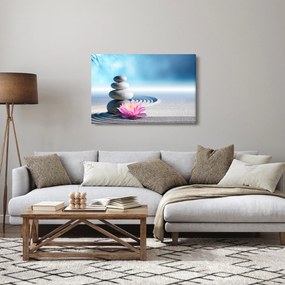Tablou cu nisip, crin și pietrele spa (90x60 cm)