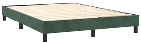 Pat box spring cu saltea, verde inchis, 140x200 cm, catifea Verde inchis, 140 x 200 cm, Benzi orizontale