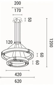Lustră LED pe cablu LED/62W/230V 3000K 62x120 cm