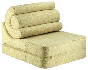 Fotoliu pentru copii verde cu tapițerie din țesătură bouclé Flipster – Wigiwama