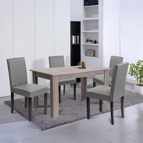 Set de masă Leon 4+1 stejar York gri