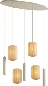 Lampă suspendată Japandi bej cu 7 lumini - Pluni Tuba