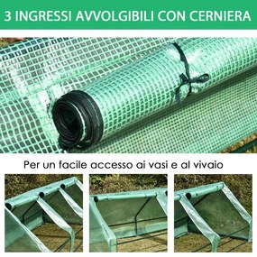 Outsunny Sera de gradina din Otel, sera pentru legume cu Invelis in Polietilen cu 3 Porti Verde 400x100x80cm | Aosom Romania