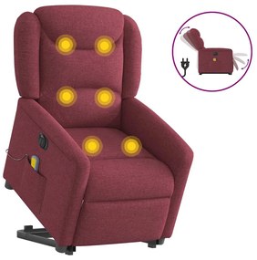 vidaXL Fotoliu de masaj electric rabatabil cu ridicare roșu vin textil