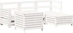 vidaXL Set canapea de grădină, 5 piese, alb, lemn masiv de pin