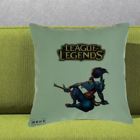 Perna Personalizata League of Legends Yasuo, 40x40 cm, Verde, Husa Detasabila, Perna Inclusa, BEKZ®