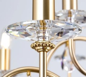 Candelabru 12 brate stil clasic cu cristale Swarovski Giada auriu mat