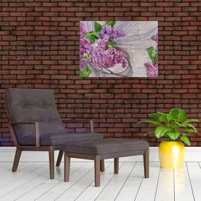Tablou pe sticlă - Flori de liliac (70x50 cm)