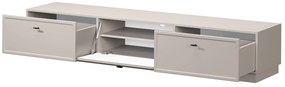 Comodă TV Lorini 200 cm cu sertare - culoare cașmir / mânere negre tip T-bar