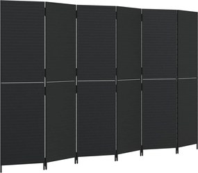 vidaXL Separator de cameră cu 6 panouri, negru, poliratan