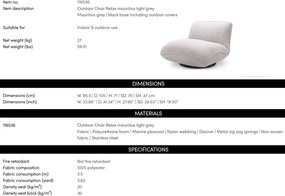 Fotoliu pivotant design elegant LUX Relax Outdoor, Mauritius grey