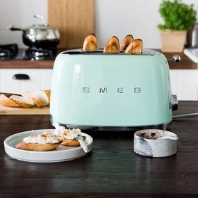 Prajitor de paine SMEG 50's Style TSF01PGEU, 950 W, 2 felii, 6 trepte, Tava pentru firimituri, Cablu integrat, Otel inoxidabil, Verde