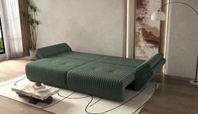 Canapea extensibilă dumonde cu ladă de depozitare si sezut confortabil din spuma high-density, Berlin Ambience Green 300x100 cm