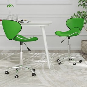 335148 vidaXL Scaune de bucătărie pivotante, 2 buc., verde, piele ecologică