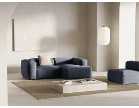 Colțar albastru prăfuit cu tapițerie din catifea reiată (cu colț pe partea dreaptă/cu șezlong) Bergamo – Cosmopolitan Design