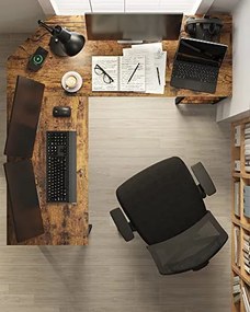 Birou de Studiu in Forma L, Maro / Negru, PAL Melaminat, Vasagle, LWD72X