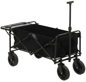 Outsunny Cărucior de Grădină Pliabil 4 Roți material textil detasabil mânecă telescopică Inclinație reglabilă Tavă Rabatabilă negru | Aosom Romania