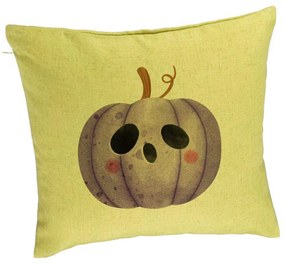 Perna Decorativa cu motiv de Halloween 10, 40x40 cm, Verde, Husa Detasabila, Burduf