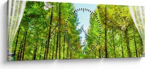 Tablou - Privire spre pădure (cu ceas) (90x30 cm)