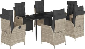 vidaXL Set mobilier de grădină cu perne, 7 piese gri deschis poliratan