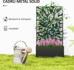 Outsunny Jardinieră cu Grilaj pentru Plante Cățărătoare cu Montare pe Perete sau Independent, 61x23x113 cm, Negru | Aosom Romania