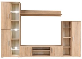 246029 vidaXL Mobilă de perete cu spațiu TV, iluminare LED, stejar sonoma