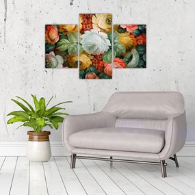 Tablou cu buchet pictat de flori (90x60 cm)