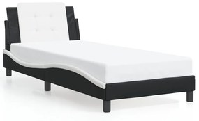 3214073 vidaXL Cadru de pat cu lumini LED negru/alb 80x200 cm piele ecologică