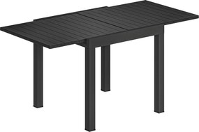 Outsunny Masă de Sufragerie Exterioară Extensibilă 80/160 cm pentru 4-6 Persoane din Aluminiu cu Blat cu Lamele Efect Lemn Negru | Aosom Romania