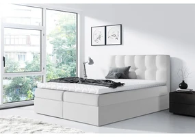 Pat de o persoană boxspring Maddox (120x200) (piele ecologică Soft 017 (Alb)). 1058928
