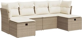 vidaXL Set canapele de grădină cu perne, 6 piese, bej, poliratan