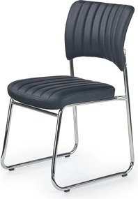 Scaun tapitat Rapid Black, negru/crom, metal/piele ecologica, 48X58X83