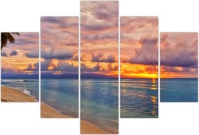 Tablou - Apus de soare la plajâ (150x105 cm)