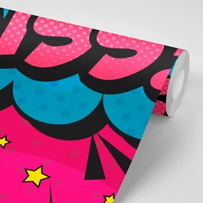 Tapet autoadeziv ruj pop art - KISS!