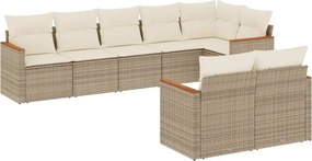 vidaXL Set canapele de grădină, 8 piese, cu perne, bej, poliratan