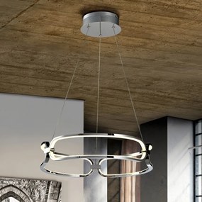 Lustra LED suspendata design ultra-modern, dimabila cu telecomanda, Ã47cm Colette crom