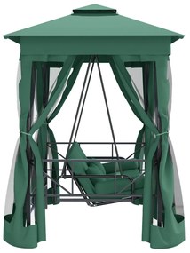 Balansoar extensibil cu pavilion Pavilion de gradina &amp; balansoar convertibil verde textil &amp; otel