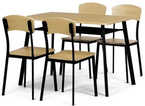 Set de sufragerie Industrial cu 4 scaune,  110 x70 x 76 cm, maro